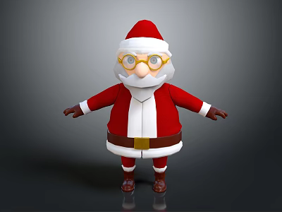 Santa Claus Christmas Decorative Ornament With Red Outfit White Trim Brown Boots And Yellow Glasses 3d model