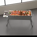 Stainless Steel Grill Cooking Tool for Grilled Meat Vegetable Skewers with Seasoning in Open Space