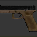 Modern Brown And Black Pistol With Wooden Grip And Metal Frame