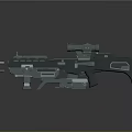 Futuristic Modern Tactical Sniper Rifle With Scope Support Stand And Components 3d model