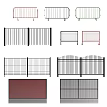 Various Types Of Metal Fences With Red Green Black Colors And Barred Mesh Designs