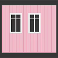 Pink Dollhouse Room Interior With Bed Wardrobe Desk Chair And Windows