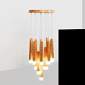 Modern Wooden Chandelier With Multiple Hanging Light Columns For Interior Lighting Design