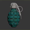 Green Grenade With Diamond Pattern Surface And Silver Fuse Pull Ring