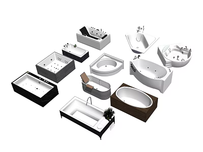 Various Modern Bathtub Designs for Bathroom with Different Shapes and Styles 3d model