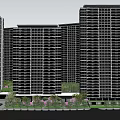 Modern High Rise Residential Buildings With Green Landscaping And Exterior Design