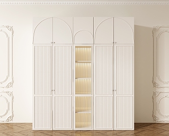 Cream wardrobe French wardrobe 3d model