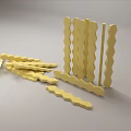 Golden Wavy Striped Cookies Arranged in Stack and Scattered on Surface 3d model