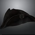 Dark Patterned Pirate Hat With Wide Brim And Decorative Badge 3d model
