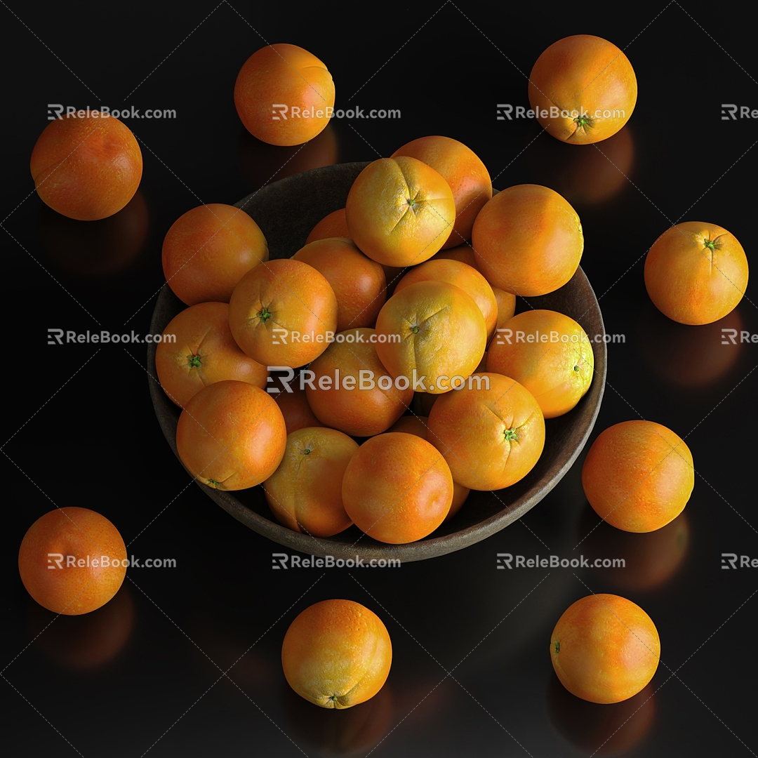 orange fruit porcelain bowl 3d model