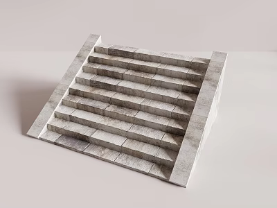 Modern Gray Brick Stepped Structure Model With Layered Concrete Steps Design 3d model