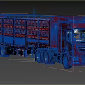 Red Dongfeng Truck with Cargo Container Featuring Multiple Cages 3d model