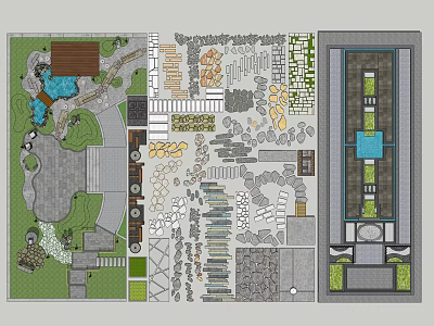 Garden Path Paving Design Featuring Various Materials Textured Patterns And Layouts 3d model