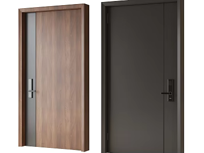 Stylish Security Doors With Different Finishes And Handles 3d model