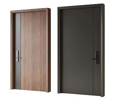 Stylish Security Doors With Different Finishes And Handles 3d model