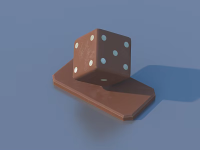 Household Items Brown Dice Placed On Wooden Tray For Daily Use 3d model
