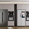 Sleek Modern Kitchen Interior With Built in Refrigerators And Freezers And Cabinets