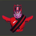 Red Cosplay Armor Costume With Detailed Shoulder Pads And Glossy Finish