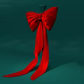 Elegant Decorative Ornament Set With Red Bow On Stand And Green Background