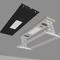 Black And White Ceiling Mounted Hanging Racks With Retractable Drying Rods 3d model