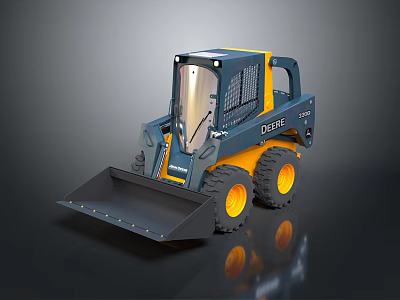 DEVELON Skid Steer Loader Featuring Dark Blue Yellow Black Color Large Wheels And Front Bucket 3d model