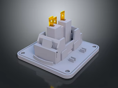 Switch Panel 3D Model With Gray Base Yellow Components And Structural Details 3d model