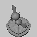 Blue Cartoon Character With Long Ears And Yellow Spines On Red Platform Base