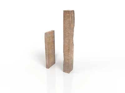 Two Brown Textured Rectangular Pillars With Different Heights On White Background 3d model