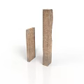 Two Brown Textured Rectangular Pillars With Different Heights On White Background
