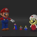 Brick Built Lego Mario And Toad Characters With Small Figures And Slide 3d model