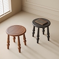 Modern Round Wooden Stool 3d model