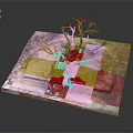 Withered Tree Scene Model With Circular Platform Square Base And Blue Decorations