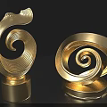 Golden Spiral Ornament Decor Set With Metallic Shine Modern Spiral Design And Elegant Round Base