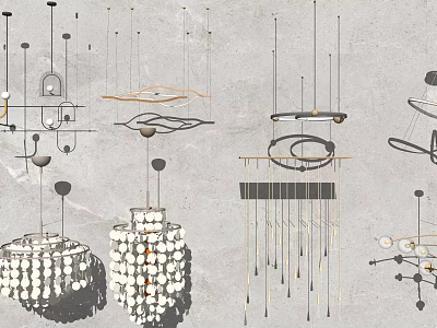 Modern Chandelier Designs With Various Shapes And Materials For Interior Decoration 3d model
