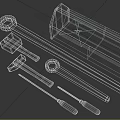 Essential Hardware Tools Collection With Wrench Hammer Screwdriver and Storage Toolbox 3d model