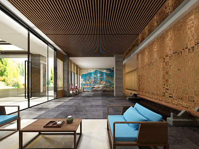 New Chinese Hall Hotel Lobby 3d model