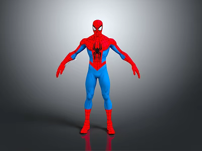3D Spider Man Character Model In Red And Blue Costume With Spider Emblem 3d model