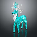Elegant Blue Crystal Deer Ornament With Swirl Patterns And Shiny Antlers