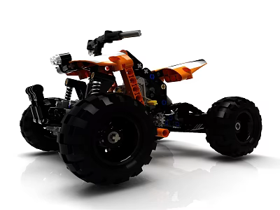 Electric Toy Four Wheel ATV with Orange Black Large Tires and Mechanical Structure for Kids 3d model