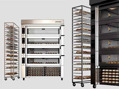 Multi Tiered Mobile Stainless Steel Display Shelves For Commercial Bakery Bread Storage 3d model