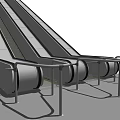 Stainless Steel Modern Escalator Featuring Moving Steps Safety Handrails And Metal Railings