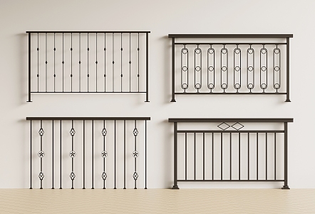 Wrought Iron Railing Guardrail Fence 3d model