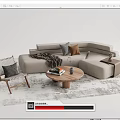 Quiet sofa tea table combination 3d model