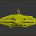 Dreadnought Sci Fi Spacecraft Model With Dark Armored Panels And Red Glowing Elements