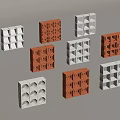 Modular Room Partitions With White And Orange Grid Design For Interior Separation 3d model