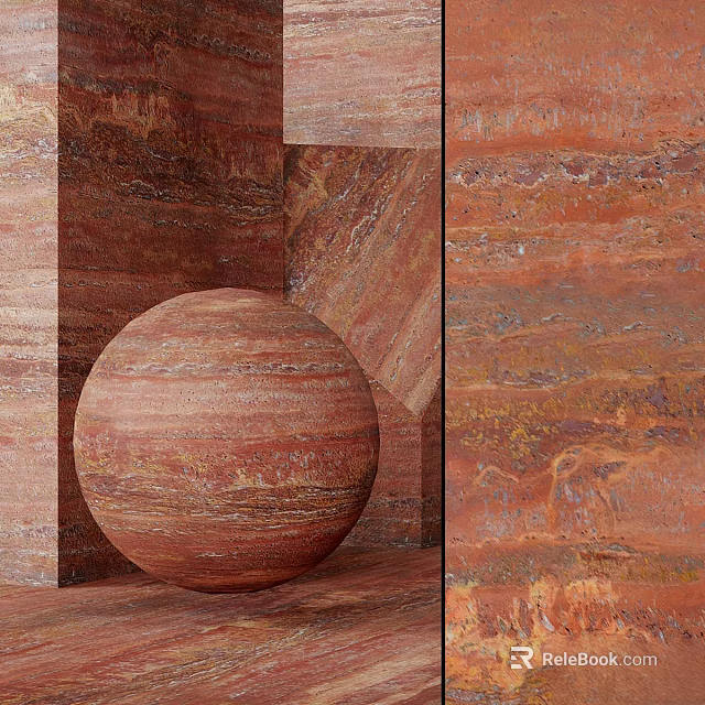 Reddish Brown Stone Textured Geometric Components With Sphere And Detailed Cubes 3d model 