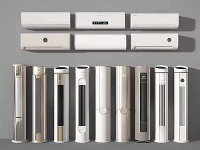 Modern Air Conditioner Fans With Various Styles And White Silver Design For Home Use 3d model