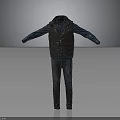 Gray Vest Blue Shirt And Jeans Displayed With Arms Outstretched On Gradient Gray Background