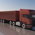 Red Utility Container Truck With Multiple Wheels For Cargo Transportation