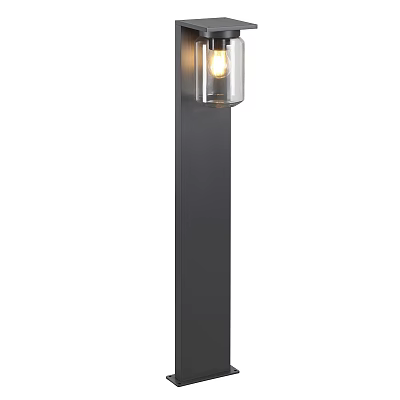 Modern Outdoor Pillar Light With Transparent Glass Shade And Black Metal Frame Design 3d model